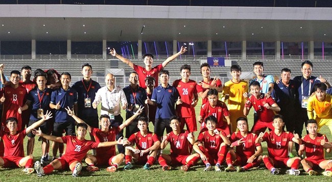 Сборная U19 Вьетнама вышла в полуфинал Чемпионата ЮВА U19 2022 года. Фото: Федерация футбола Вьетнама