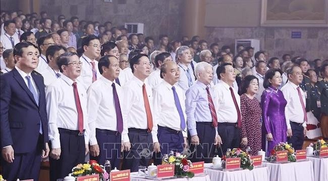 Руководители Партии, Государства на церемонии. Фото: VNA